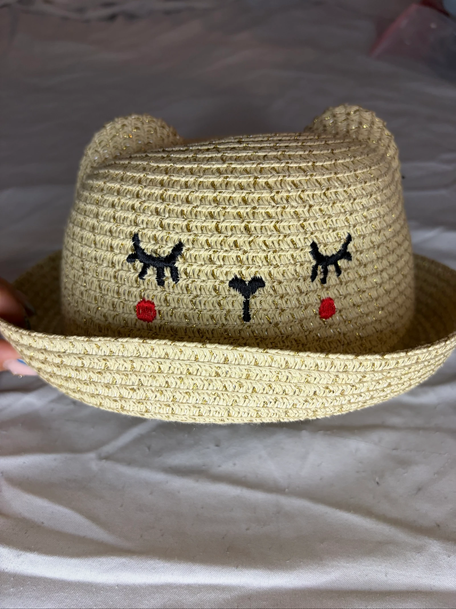 Chapeau de paille enfant oreilles d'ours - T52
